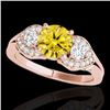 Image 1 : 1.45 CTW Certified Si/I Fancy Intense Yellow Diamond 3 Stone Ring 10K Rose Gold - REF-180W2F - 35339