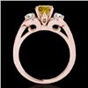 Image 2 : 1.45 CTW Certified Si/I Fancy Intense Yellow Diamond 3 Stone Ring 10K Rose Gold - REF-180W2F - 35339