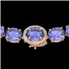 Image 1 : 170 CTW Tanzanite & VS/SI Diamond Halo Micro Eternity Necklace 14K Rose Gold - REF-3163H6A - 22316