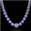 Image 2 : 170 CTW Tanzanite & VS/SI Diamond Halo Micro Eternity Necklace 14K Rose Gold - REF-3163H6A - 22316