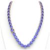 Image 4 : 170 CTW Tanzanite & VS/SI Diamond Halo Micro Eternity Necklace 14K Rose Gold - REF-3163H6A - 22316