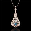 Image 1 : 1.75 CTW Fancy Intense Blue Diamond Solitaire Art Deco Necklace 18K Rose Gold - REF-218T2M - 37615