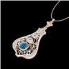 Image 2 : 1.75 CTW Fancy Intense Blue Diamond Solitaire Art Deco Necklace 18K Rose Gold - REF-218T2M - 37615
