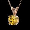 Image 2 : 0.79 CTW Certified Intense Yellow SI Diamond Solitaire Necklace 10K Rose Gold - REF-100W5F - 36749