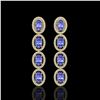 Image 1 : 6.09 CTW Tanzanite & Diamond Halo Earrings 10K Yellow Gold - REF-122A2X - 40513