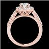 Image 2 : 3 CTW H-SI/I Certified Diamond Solitaire Halo Ring 10K Rose Gold - REF-410T9M - 33554