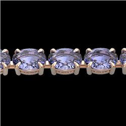 24 CTW Tanzanite Eternity Designer Inspired Tennis Bracelet 14K Rose Gold - REF-218F2N - 23396