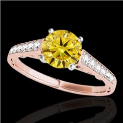 1.35 CTW Certified Si/I Fancy Intense Yellow Diamond Solitaire Ring 10K Rose Gold - REF-156T4M - 349