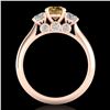 Image 4 : 1.5 CTW Intense Fancy Yellow Diamond Art Deco 3 Stone Ring 18K Rose Gold - REF-174W5F - 38268