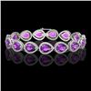 Image 1 : 20.3 CTW Amethyst & Diamond Halo Bracelet 10K White Gold - REF-282Y9K - 41273