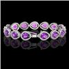 Image 2 : 20.3 CTW Amethyst & Diamond Halo Bracelet 10K White Gold - REF-282Y9K - 41273