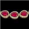 Image 4 : 64.01 CTW Ruby & Diamond Halo Necklace 10K Yellow Gold - REF-785X8T - 41191