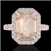 Image 1 : 4.50 CTW Morganite & Micro Pave VS/SI Diamond Halo Ring 14K Rose Gold - REF-91W6F - 21430