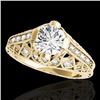 Image 1 : 1.25 CTW H-SI/I Certified Diamond Solitaire Antique Ring 10K Yellow Gold - REF-207N3Y - 34686