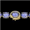 Image 1 : 75 CTW Tanzanite & Micro VS/SI Diamond Halo Designer Bracelet 14K Yellow Gold - REF-865M6H - 22281
