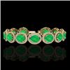 Image 1 : 30 CTW Emerald & Micro Pave VS/SI Diamond Bracelet 10K Yellow Gold - REF-481W8F - 22687