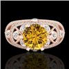 Image 2 : 2 CTW Intense Yellow Diamond Solitaire Engagement Art Deco Ring 18K Rose Gold - REF-309N3Y - 37981