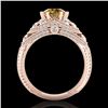 Image 4 : 2 CTW Intense Yellow Diamond Solitaire Engagement Art Deco Ring 18K Rose Gold - REF-309N3Y - 37981