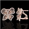 Image 2 : 1.25 CTW Designer Micro Butterfly VS/SI Diamond Earrings 14K Rose Gold - REF-106F5N - 22500