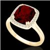 Image 2 : 3 CTW Garnet & Micro Pave VS/SI Diamond Halo Ring 18K Yellow Gold - REF-48W5F - 22845