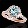 Image 1 : 2.05 CTW Si Certified Fancy Blue Diamond Solitaire Halo Ring 10K Rose Gold - REF-209X3T - 33915