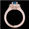 Image 2 : 2.05 CTW Si Certified Fancy Blue Diamond Solitaire Halo Ring 10K Rose Gold - REF-209X3T - 33915