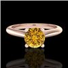 Image 2 : 0.83 CTW Intense Fancy Yellow Diamond Engagement Art Deco Ring 18K Rose Gold - REF-145T5M - 38198