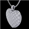 Image 2 : 1.0 Designer CTW Micro Pave VS/SI Diamond Heart Necklace 14K White Gold - REF-87H3A - 20490