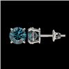 Image 2 : 1.55 CTW Certified Intense Blue SI Diamond Solitaire Stud Earrings 10K White Gold - REF-127K5W - 366