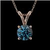 Image 1 : 0.51 CTW Certified Intense Blue SI Diamond Solitaire Necklace 10K Rose Gold - REF-51W2F - 36727