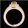 Image 2 : 1.5 CTW Certified Si/I Fancy Intense Yellow Diamond Solitaire Halo Ring 10K Rose Gold - REF-180F2N -