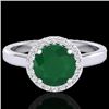 Image 1 : 2 CTW Emerald & Halo VS/SI Diamond Micro Pave Ring Solitaire 18K White Gold - REF-58Y2K - 21628