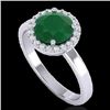 Image 2 : 2 CTW Emerald & Halo VS/SI Diamond Micro Pave Ring Solitaire 18K White Gold - REF-58Y2K - 21628