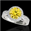 Image 1 : 2.15 CTW Certified Si/I Fancy Intense Yellow Diamond Solitaire Halo Ring 10K White Gold - REF-318X2T
