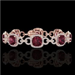 30 CTW Garnet & Micro VS/SI Diamond Bracelet 14K Rose Gold - REF-368N9Y - 23024