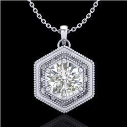 0.76 CTW VS/SI Diamond Solitaire Art Deco Stud Necklace 18K White Gold - REF-178A2X - 36902