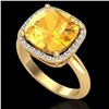 Image 2 : 6 CTW Citrine And Micro Pave Halo VS/SI Diamond Ring Solitaire 18K Yellow Gold - REF-58W2F - 23096