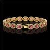 Image 2 : 13.87 CTW Tourmaline & Diamond Halo Bracelet 10K Yellow Gold - REF-271N6Y - 40471