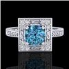 Image 2 : 1.1 CTW Intense Blue Diamond Solitaire Engagement Art Deco Ring 18K White Gold - REF-140A9X - 38153