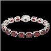 Image 2 : 65 CTW Garnet & Micro Pave VS/SI Diamond Halo Designer Bracelet 14K White Gold - REF-233H3A - 22260