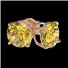 Image 4 : 2.11 CTW Certified Intense Yellow SI Diamond Solitaire Stud Earrings 10K Rose Gold - REF-297W2F - 36