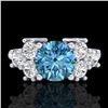 Image 2 : 2.1 CTW Intense Blue Diamond Solitaire Engagement Classic Ring 18K White Gold - REF-270A9X - 37607