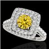 Image 1 : 2.3 CTW Certified Si/I Fancy Intense Yellow Diamond Solitaire Halo Ring 10K White Gold - REF-254T5M 