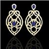 Image 1 : 7 CTW Tanzanite & Micro Pave VS/SI Diamond Earrings Designer 14K Yellow Gold - REF-381K8W - 21144