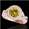 Image 1 : 2 CTW Certified Si/I Fancy Intense Yellow Diamond Solitaire Halo Ring 10K Rose Gold - REF-241T5M - 3