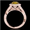 Image 2 : 2 CTW Certified Si/I Fancy Intense Yellow Diamond Solitaire Halo Ring 10K Rose Gold - REF-241T5M - 3