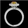 Image 2 : 2 CTW Certified Si/I Fancy Intense Yellow Diamond Solitaire Halo Ring 10K White Gold - REF-227T3M - 