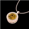 Image 2 : 1 CTW Intense Fancy Yellow Diamond Solitaire Art Deco Necklace 18K Rose Gold - REF-158A2X - 37491