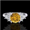 Image 2 : 1.5 CTW Intense Fancy Yellow Diamond Solitaire Classic Ring 18K White Gold - REF-218W2F - 37602