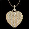 Image 1 : 3 CTW Micro Pave VS/SI Diamond Designer Heart Necklace 18K Yellow Gold - REF-200H2A - 20467